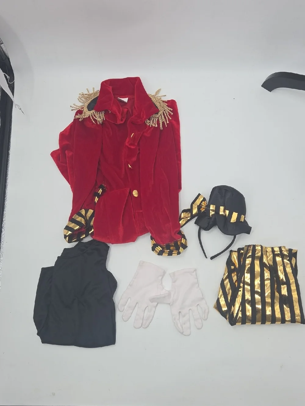 Kids Red Ringmaster Costume with Gold Trim